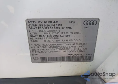 2018 Audi Q5 2.0T Premium/2.0T Tech Premium from USA, damaged, VIN WA1ANAFY4J2179653